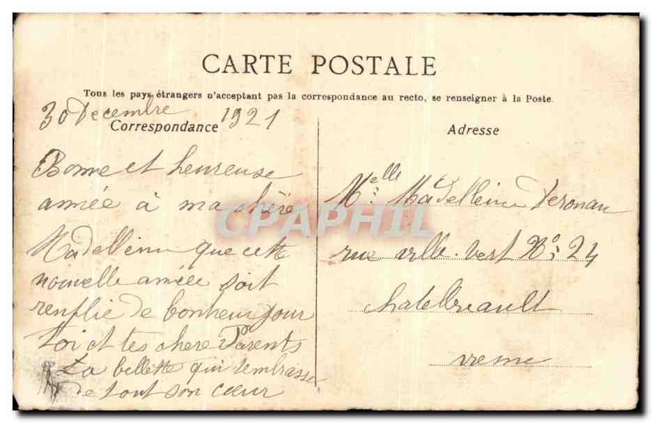 CPA Fantaisie Femme  — Rückseite