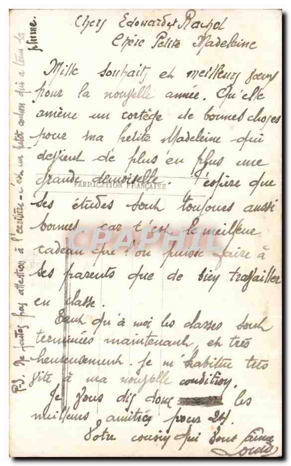 CPA Fantaisie Homme  — Rückseite