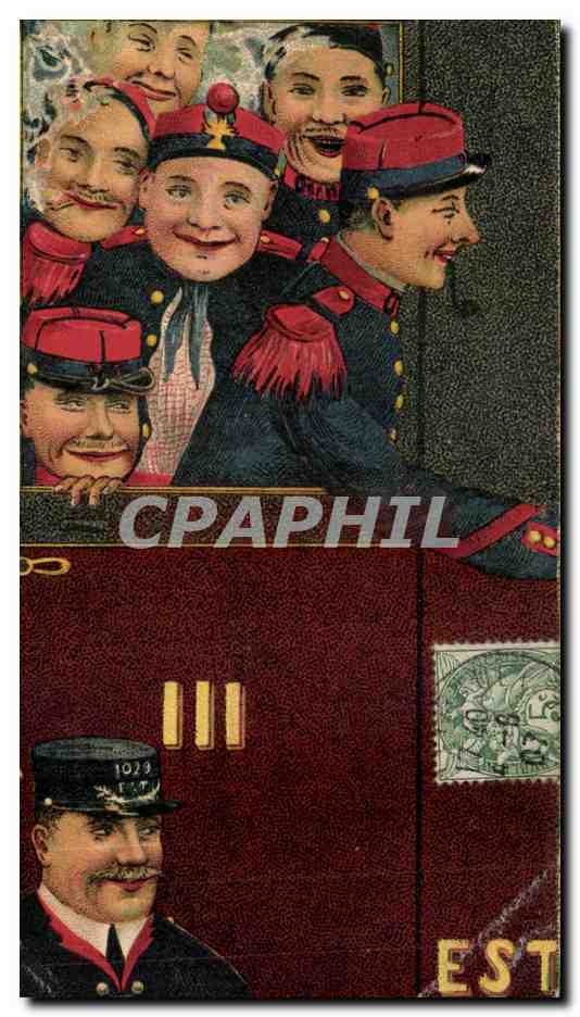 Soldats en uniforme — caricature — éditeur inconnu, n° 1029