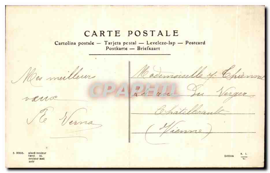 Femme en robe de style Art Nouveau — scène hivernale avec flocons — éditeur S. 0068 — Reverso