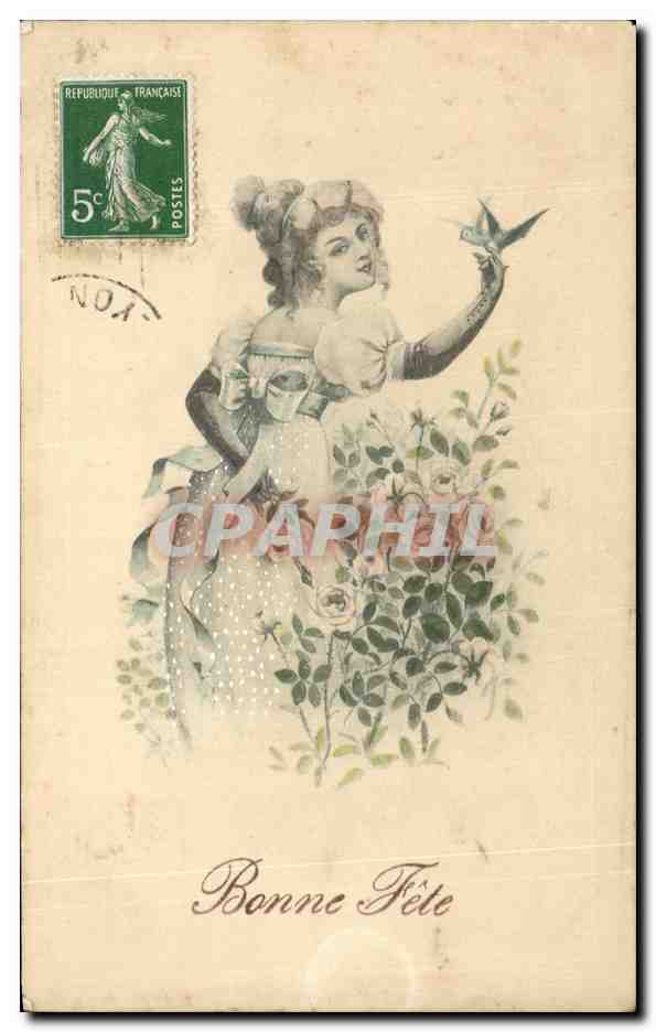 CPA Fantaisie Femme Hirondelle 