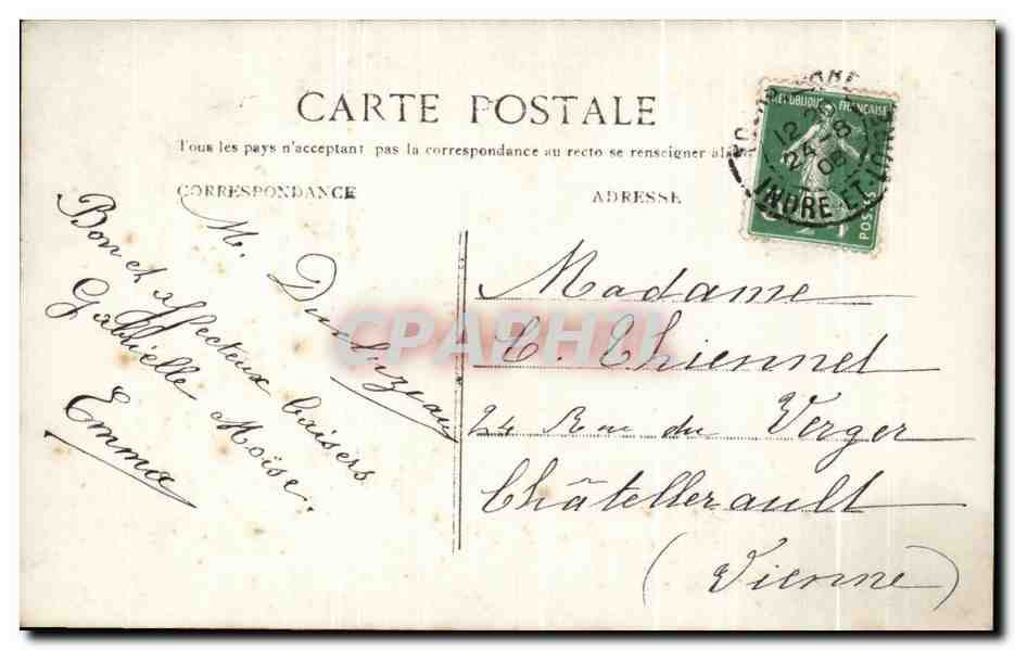 Femme tenant un bouquet — AOUT 25 Sainte Louise — JK — Verso