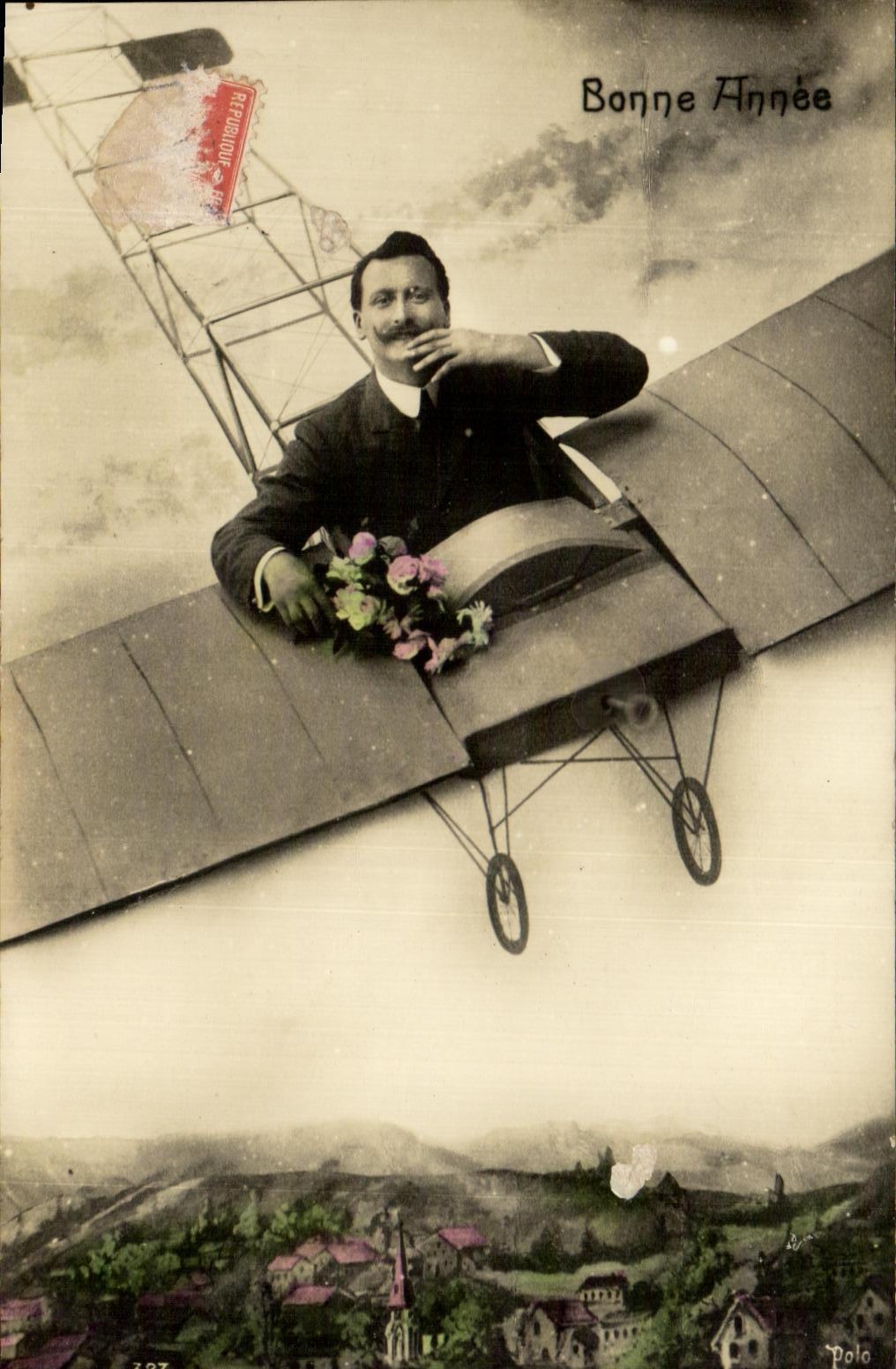 CPA Fantaisie Homme Avion