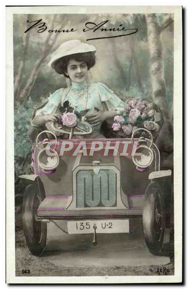 Femme au volant d'une voiture — Bonne Année — AÉRO 563