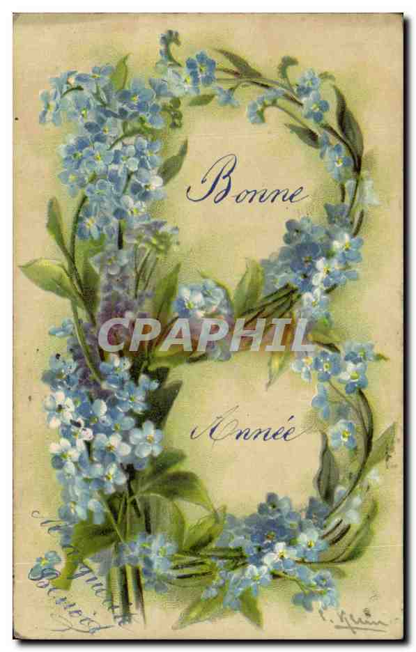 Bonne Année — fleurs bleues — G.B. Paris