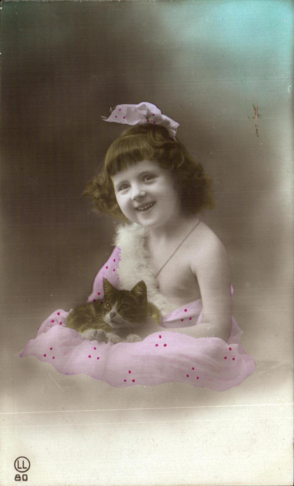 CPA Fantaisie Enfant et chat Chaton 