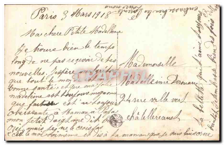CPA Fantaisie Enfant et colombes  — Rückseite