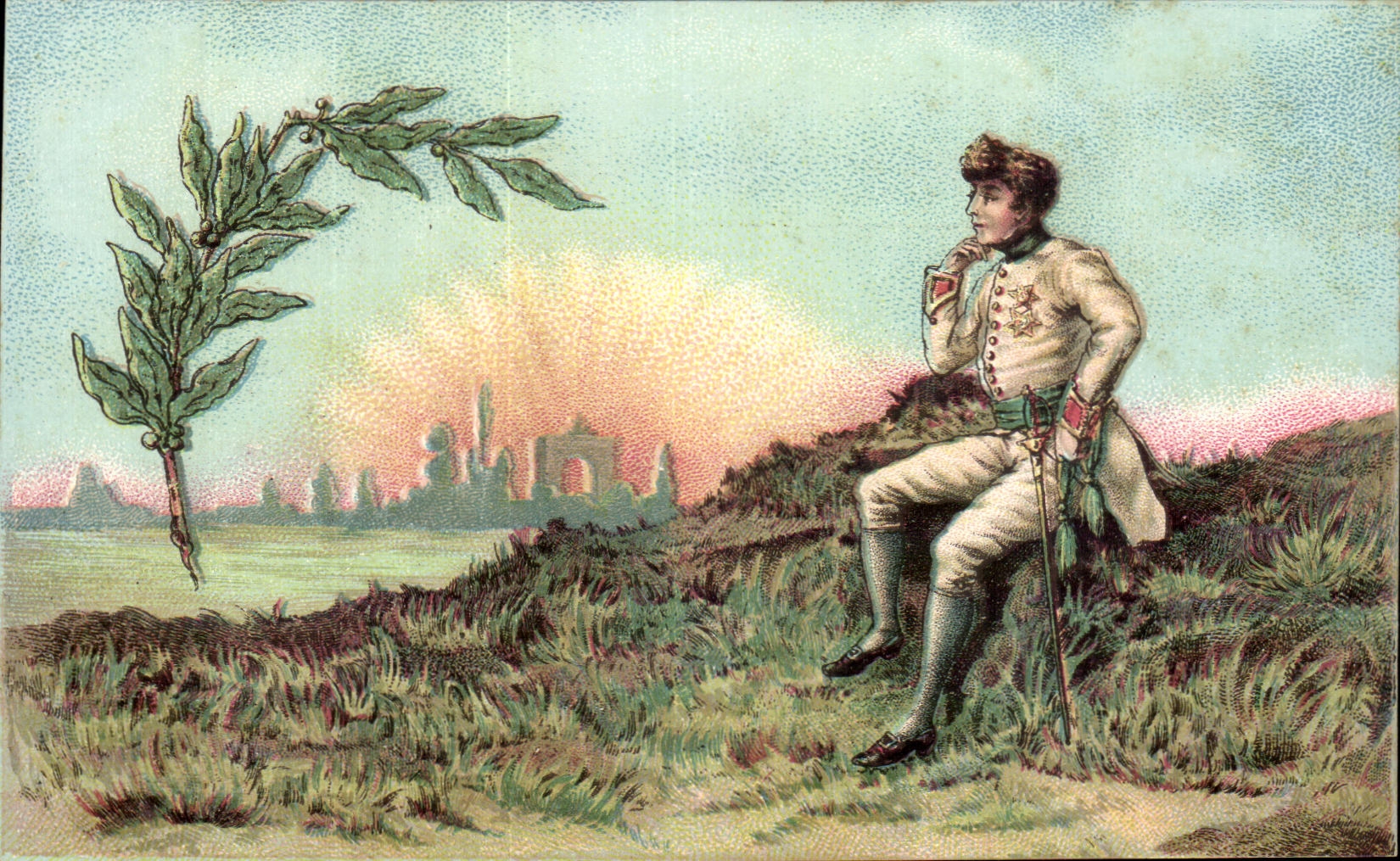 CPA Fantaisie Militaria Palme Jeune officier