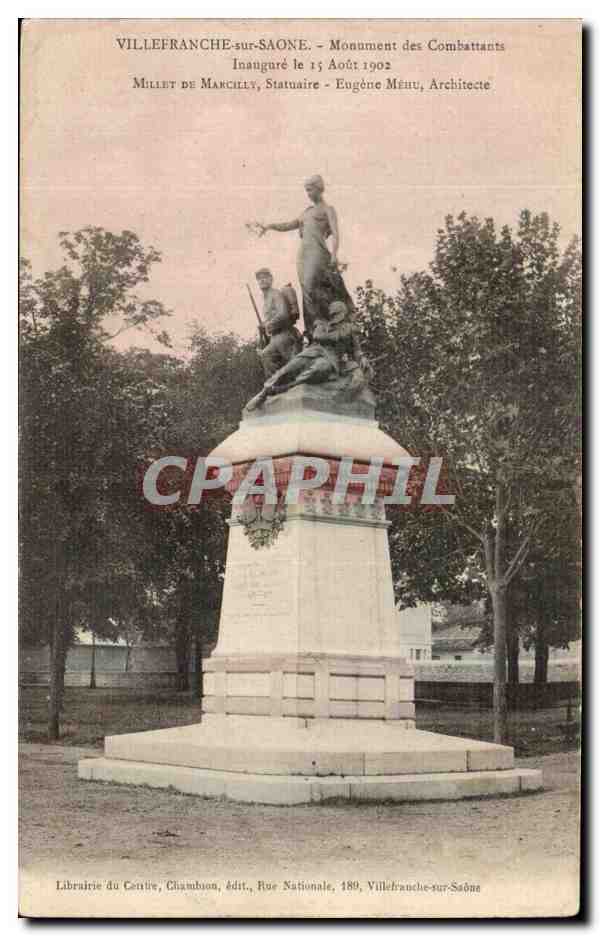 Villefranche-sur-Saône — Monument des Combattants — Librairie du Centre, Chambon, édit. Rue Nationale, 189, Villefranche-sur-Saône
