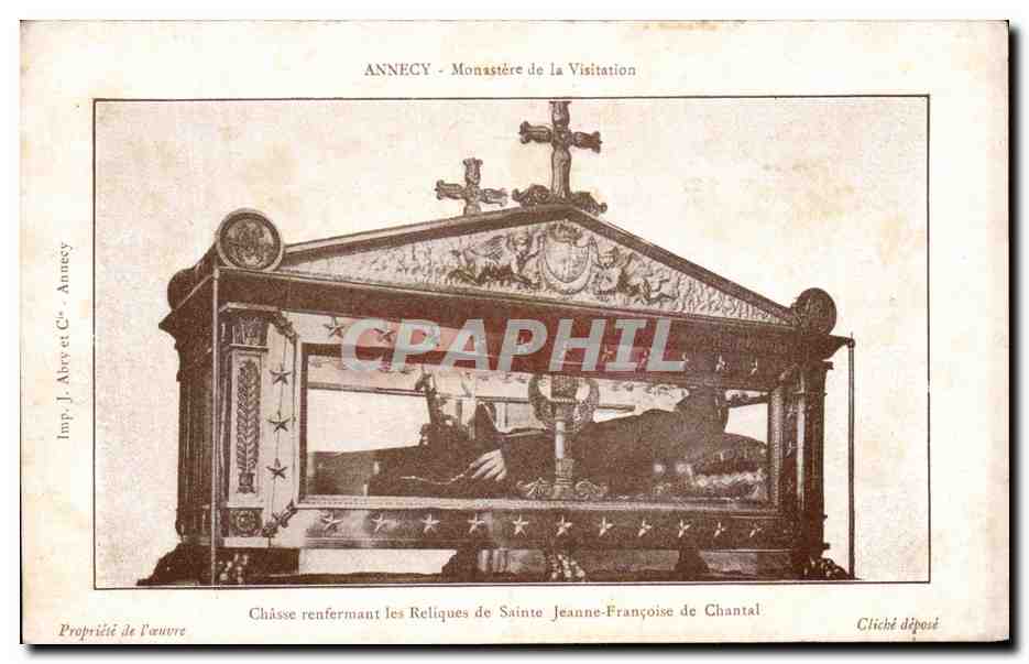 Schreinkiste mit den Reliquien der Heiligen Jeanne-Françoise de Chantal — Kloster der Visitation, Annecy — Imp. J. Abry et Cie, Annecy