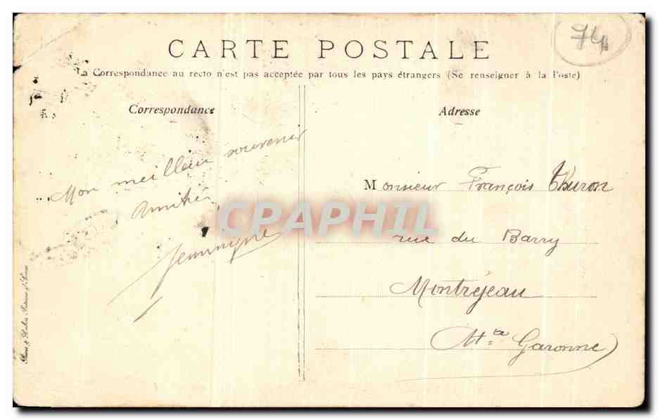 Tarjeta postal antigua Tarjeta postal antigua de los alrededores de Evian Les Gorges de la Dranse — Reverso
