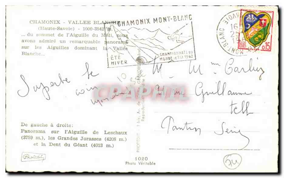 CPSM Chamoinx Vallee Blanche — Verso