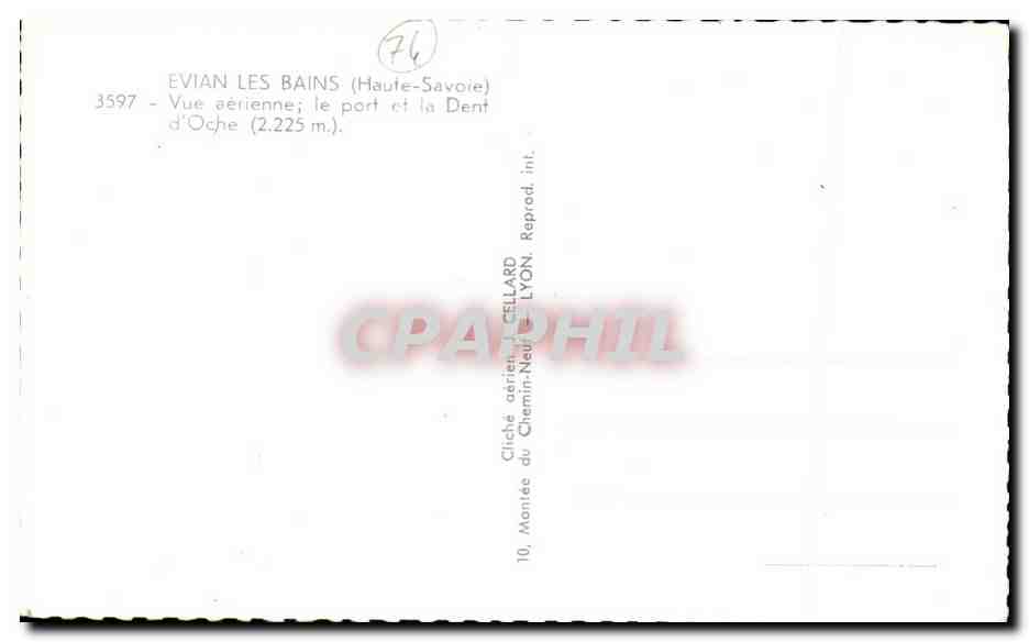 CPA Evian Les Bains Vue aerienne le port et la Dent d'Oche — Verso