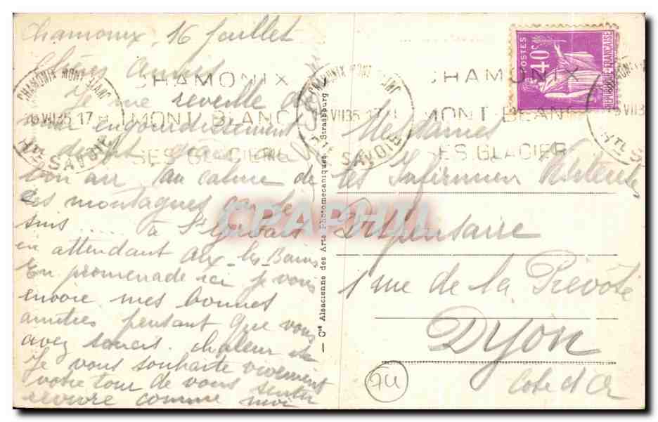 CPA Chamonix Mont Blanc Teleterique Brevent — Verso