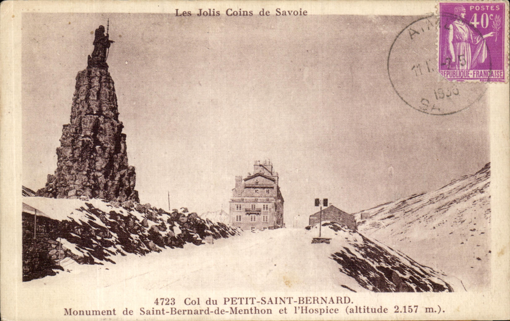 Col du Petit-Saint-Bernard — Monument de Saint-Bernard et l'Hospice — Édition A. B. & C. Les Jolis Coins de Savoie, n° 4723