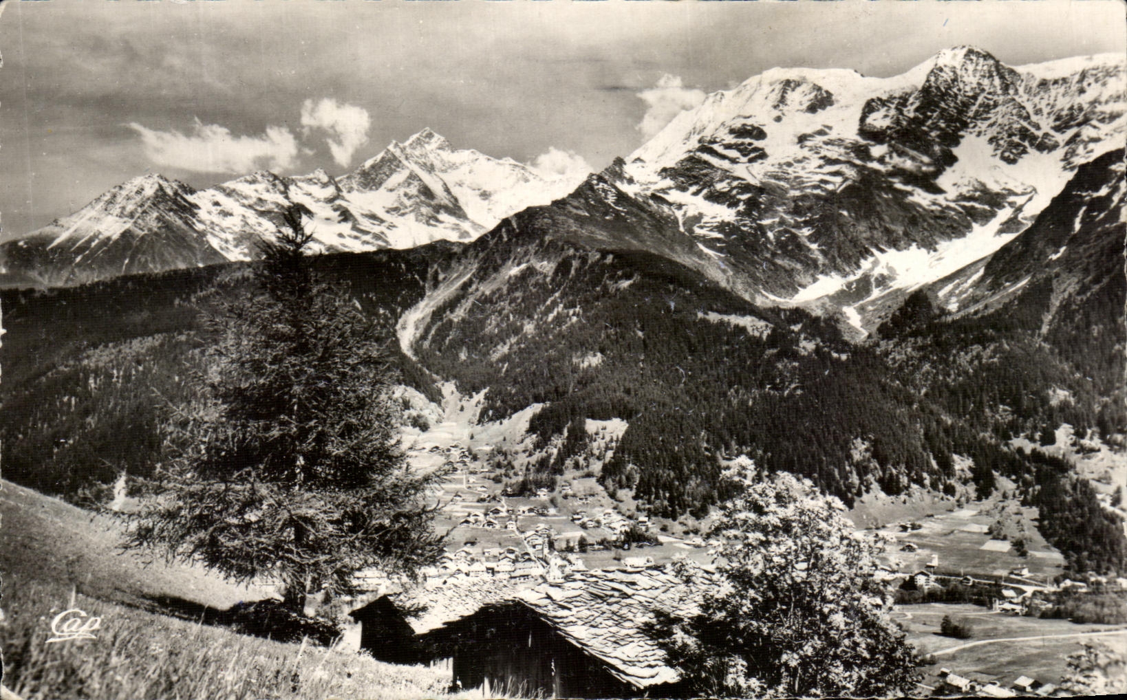 Les Contamines — Vue générale, le Bionnassay, le Mont Blanc, les Miages et la Bérangère — C.A.P. Réal-Photo