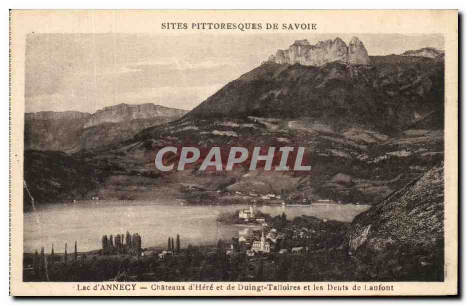 CPA Lac d'Annecy Chateaux d'Here et de Duingt Talloires et les Dents de Lanfont