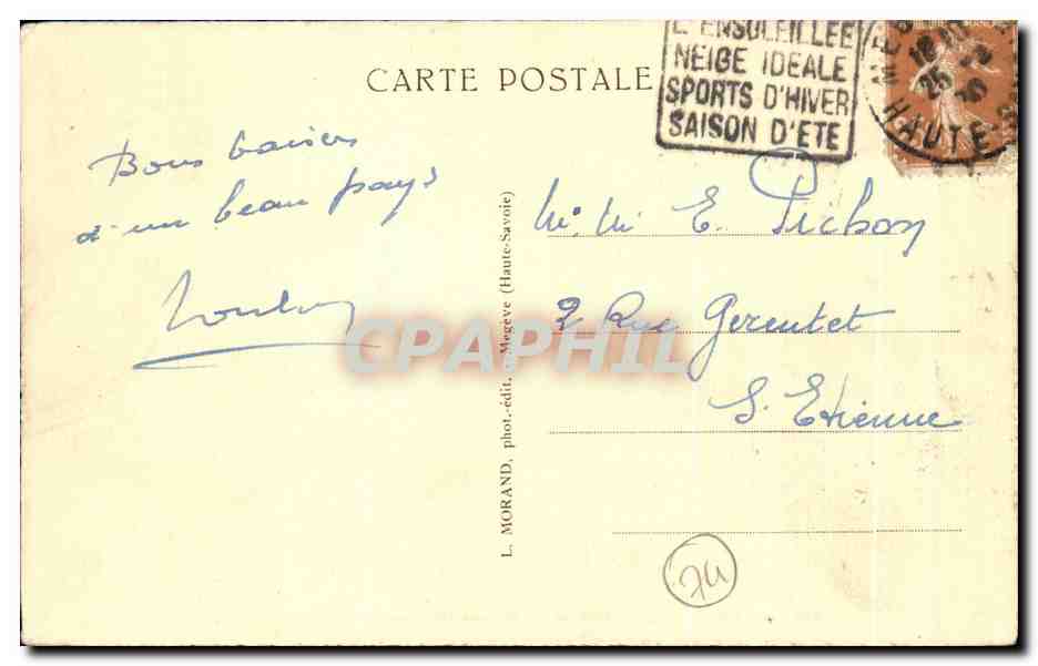Mégève (Haute-Savoie) — Station Hivernale — Piste de Luge — n°999 — Verso