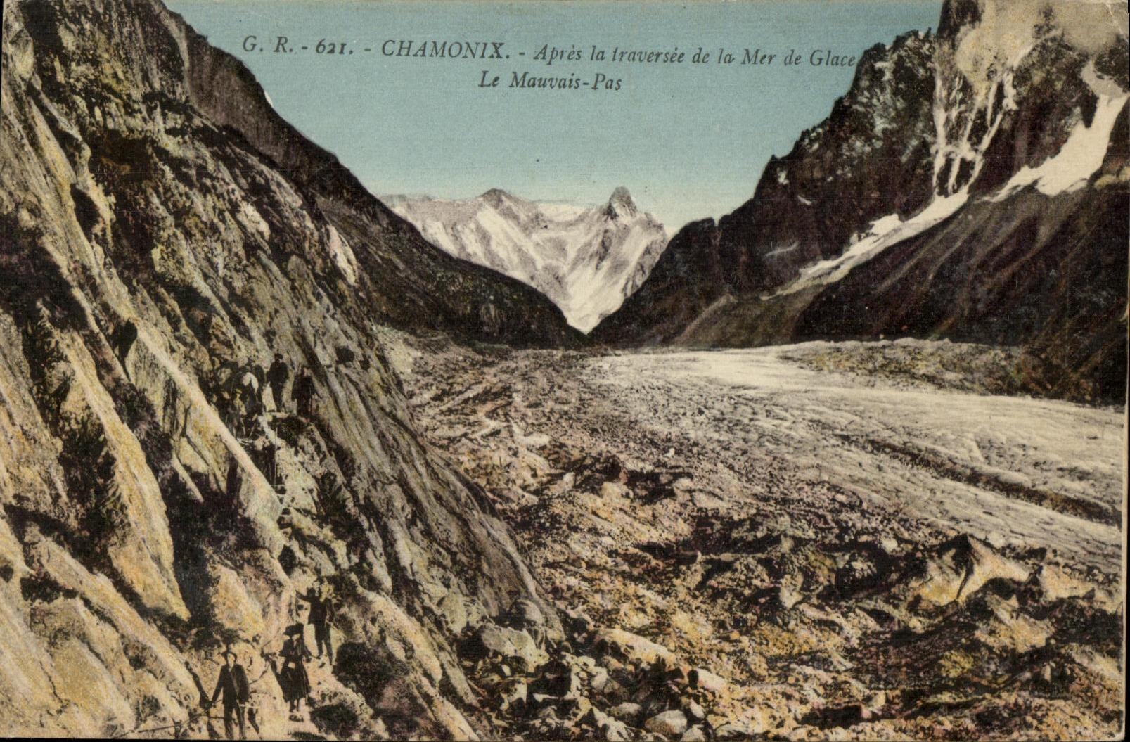 Chamonix — Après la traversée de la Mer de Glace — Le Mauvais-Pas — G.R. 621 — Éditeur L. Fauraz