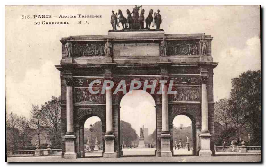 CPA Paris Arc De Triomphe Carrousel Louvre