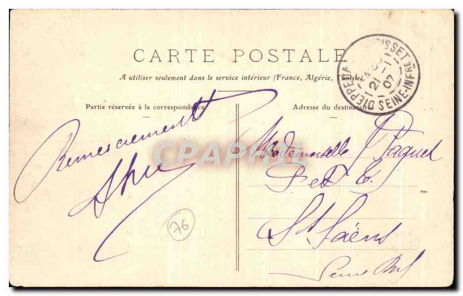 CPA Bapeaume Pres Rouen Le Chateau — Rückseite