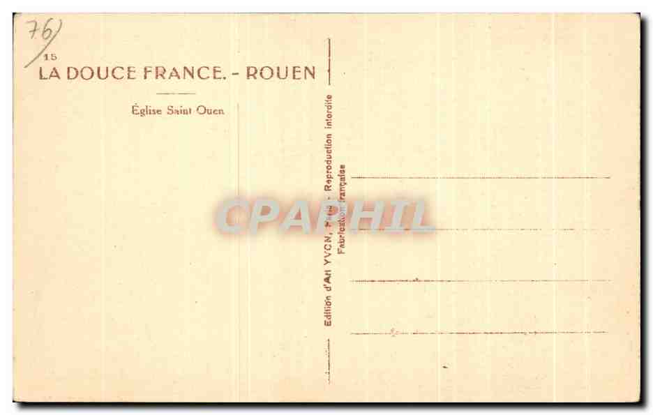 CPA La Douce France Rouen Eglise Saint Ouen — Verso