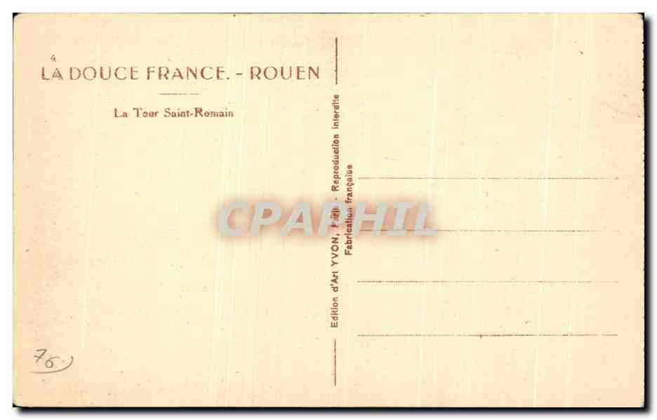 CPA La Douce France Rouen La Tour Saint Romain — Verso