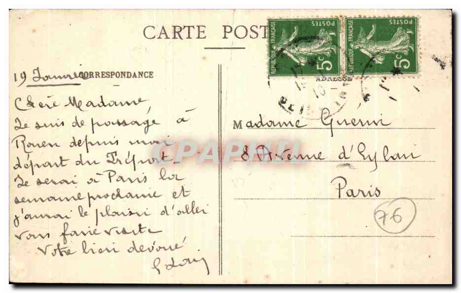 CPA Rouen Le Pont Boieldieu Et La Cathedrale — Verso