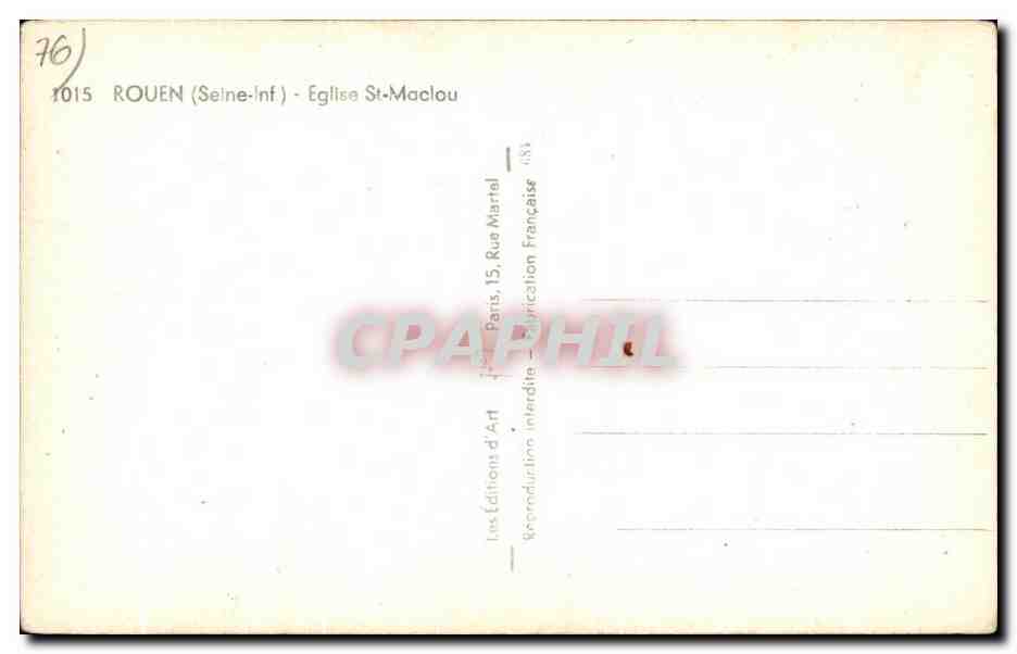 CPA Rouen L'Eglise St Maclou — Verso