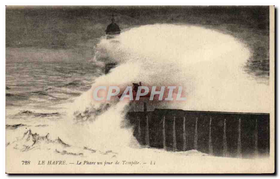 CPA Le Havre La Phare Un Jour de Tempete