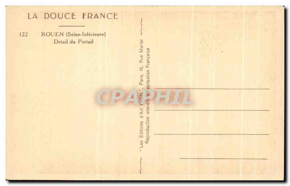 CPA Rouen Detail de Portail — Verso