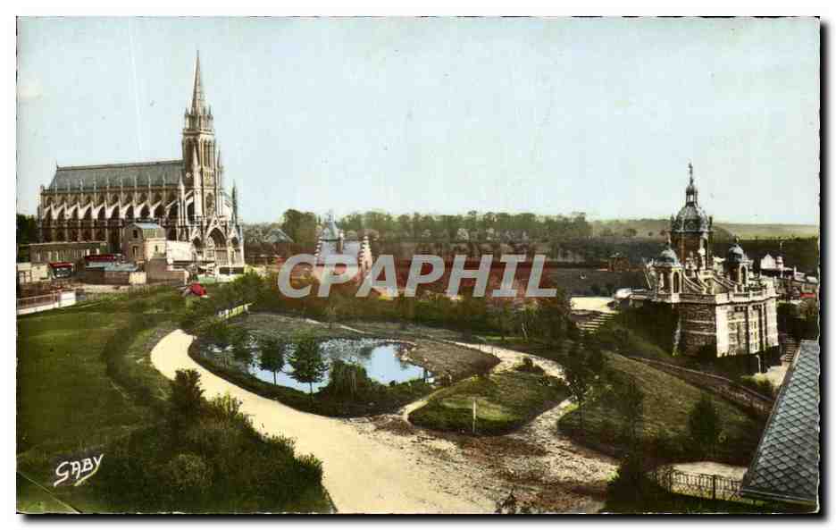 CPA Bonsecours Rouen Le plateau de Bonsecours L'eglise et le monument de Jeanne d'arc