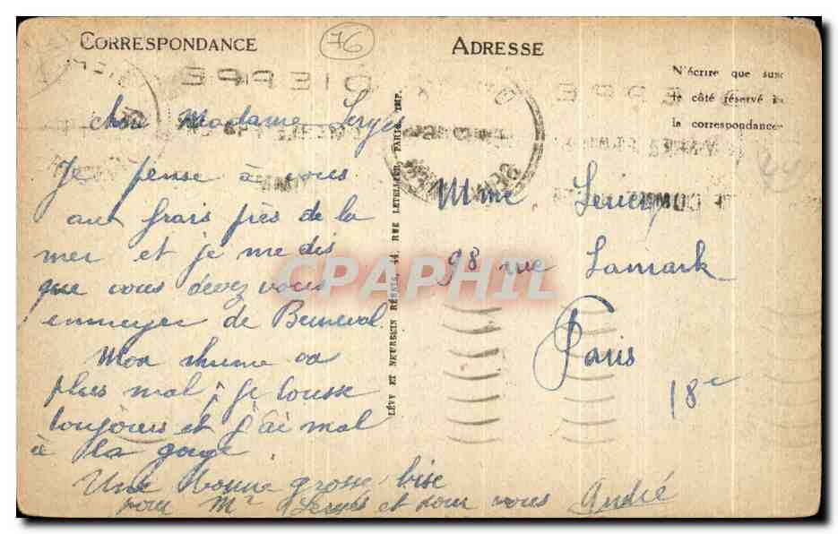 CPA Berneval Sur Mer La falaise — Rückseite
