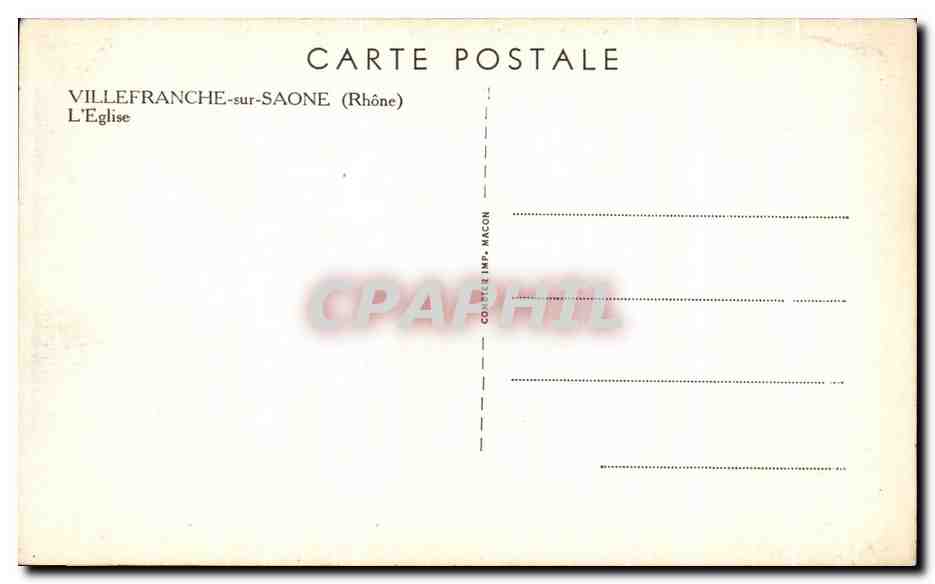 Villefranche-sur-Saône — L'Église — Conseil Imp. Macon — Verso