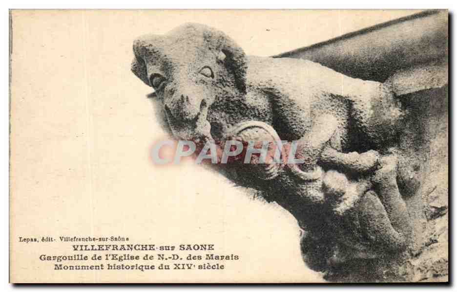 Gargouille de l'église de N.-D. des Marais — Villefranche-sur-Saône — édit. Lepas