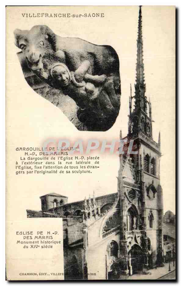 Villefranche-sur-Saône — Gargouille de l'église des Marais — Chambon, édit., Villefranche-sur-Saône