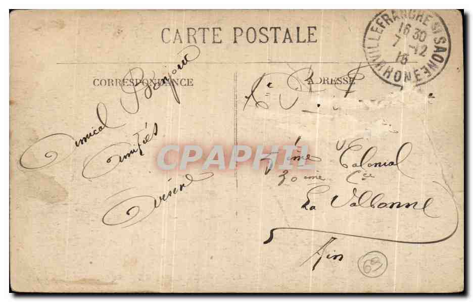 CPA Villefranche Saone Square Etienne Poulet — Verso