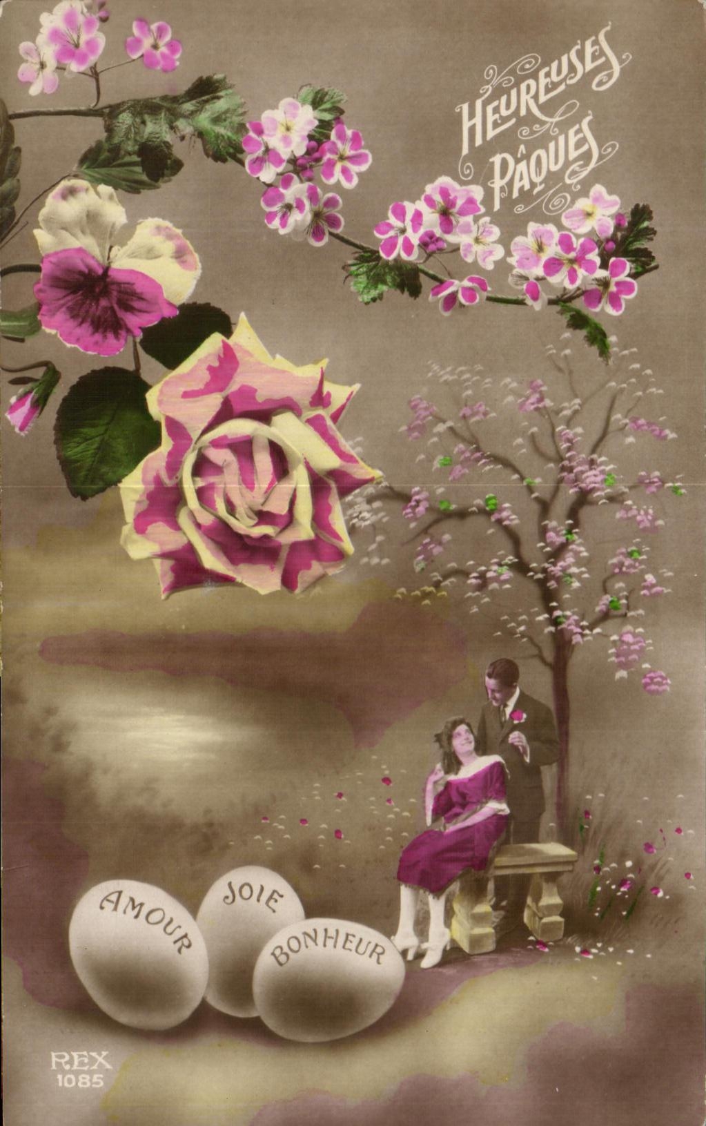 CPA Fantaisie Fleurs paques 
