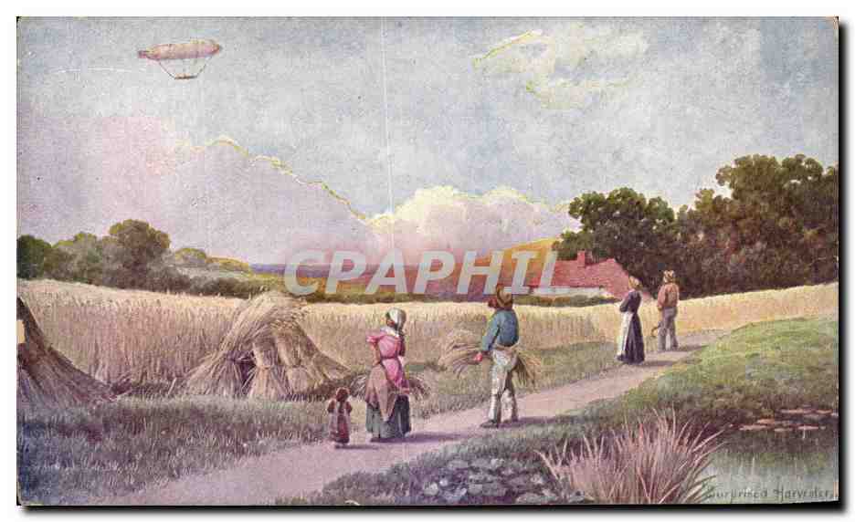 CPA Fantaisie Femme Publicite Chicoree Moka Casiez Ballon dirigeable zeppelin 