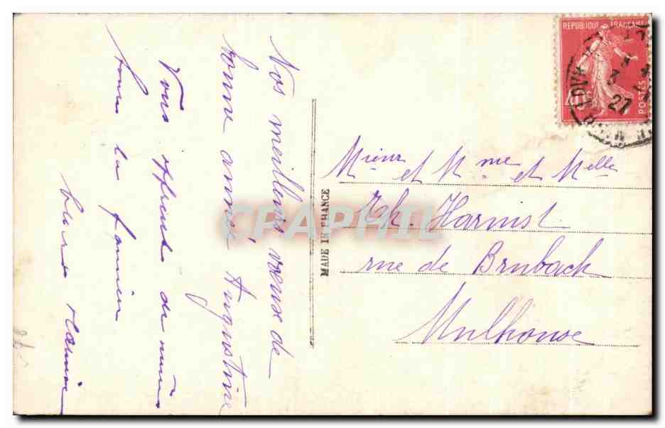 Jeune femme en manteau à col fourrure — Bonne Année — S. 3113 — Verso