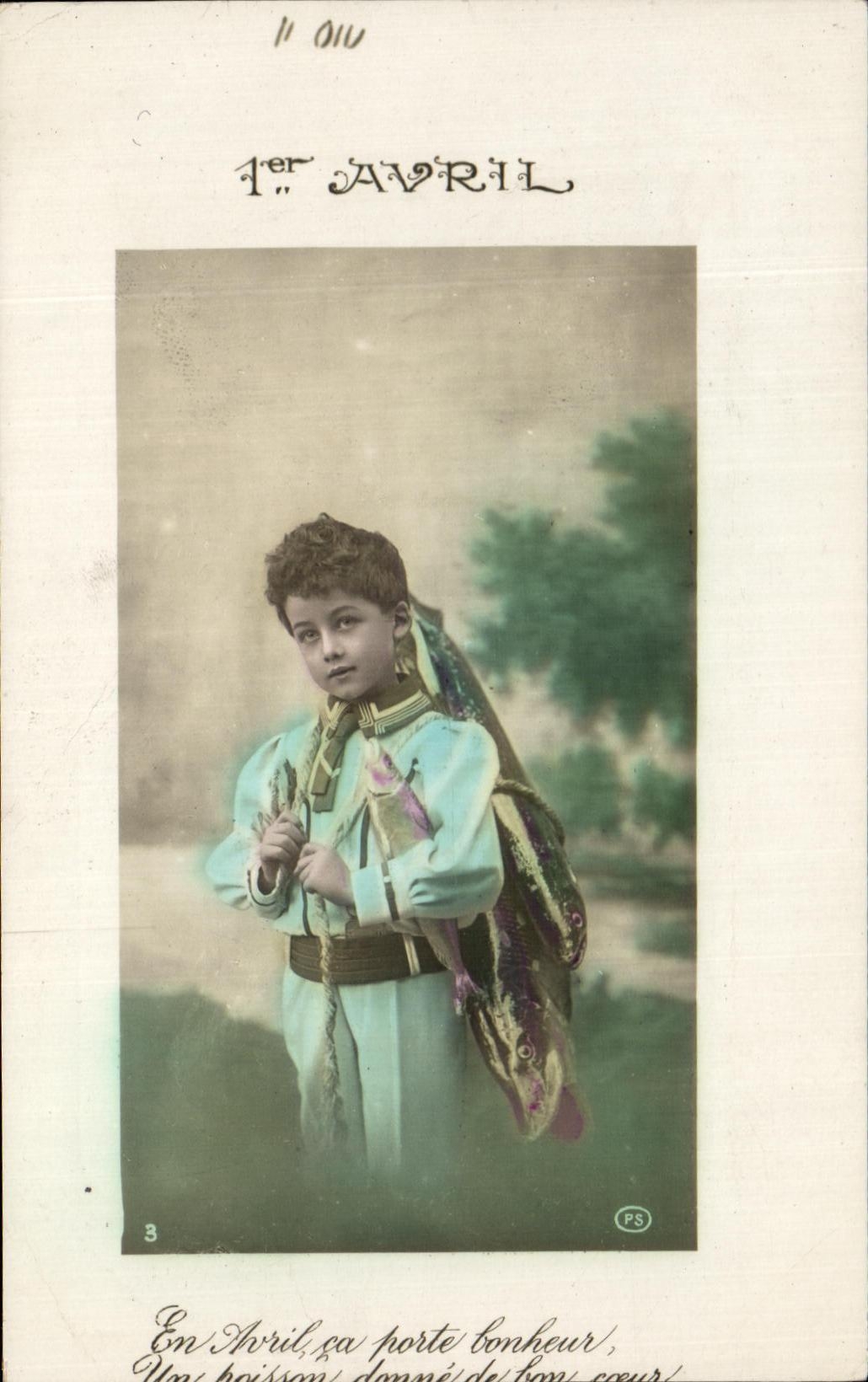 CPA Fantaisie Enfant 1er avril Poissons 