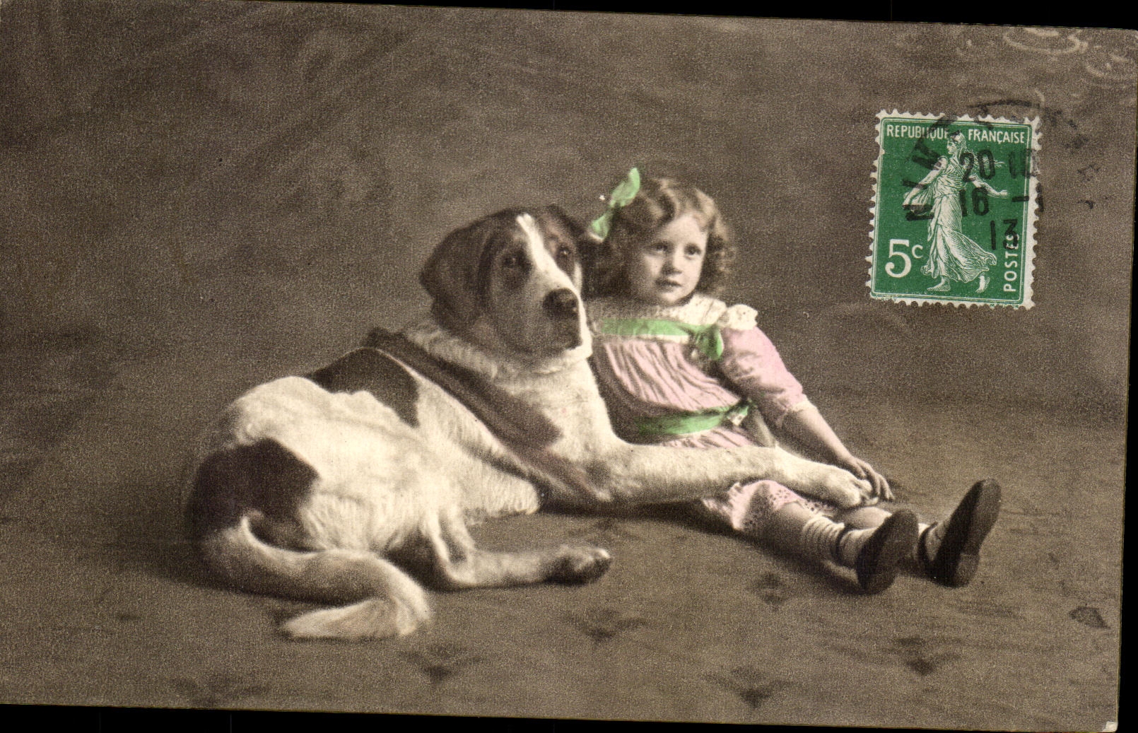 CPA Fantaisie enfant et chien 