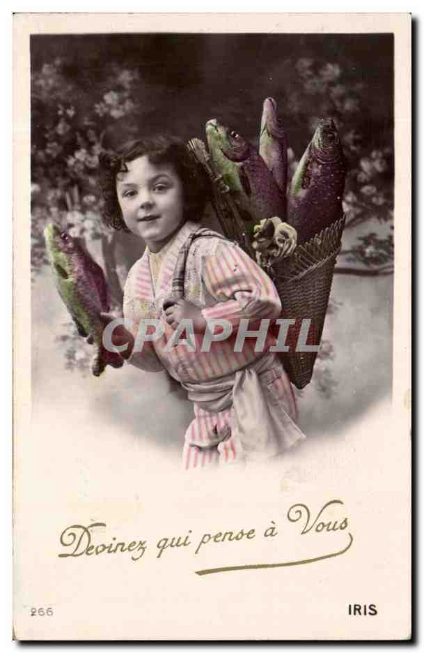 CPA Fantaisie Enfant poissons 