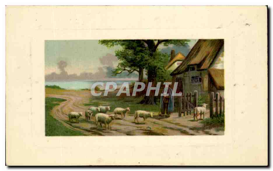 CPA Fantaisie Berger et moutons 