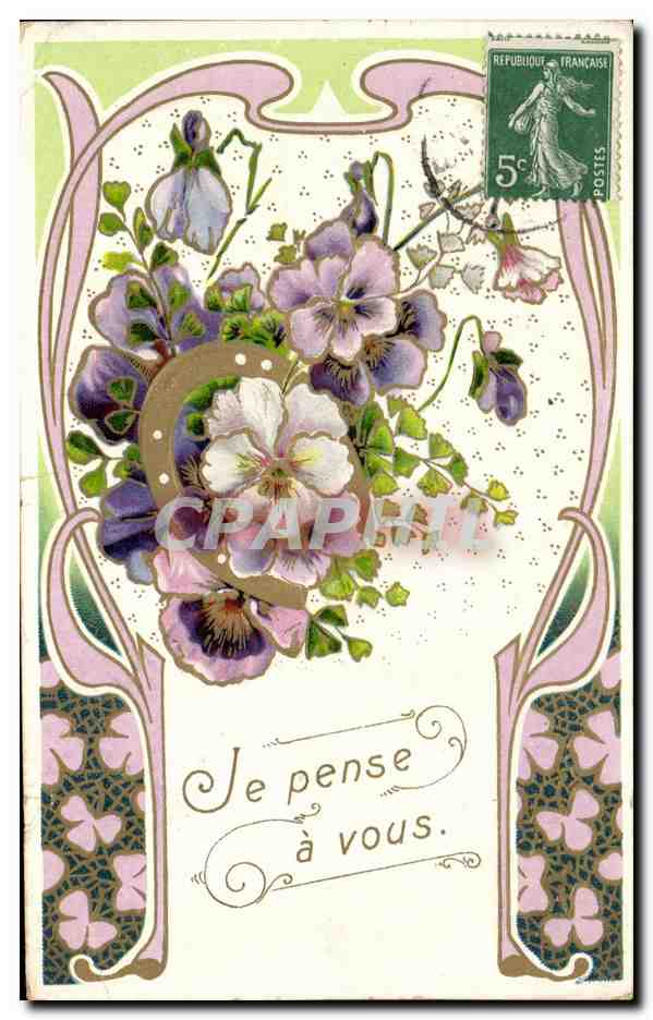 CPA Fantaisie Fleurs fer a cheval