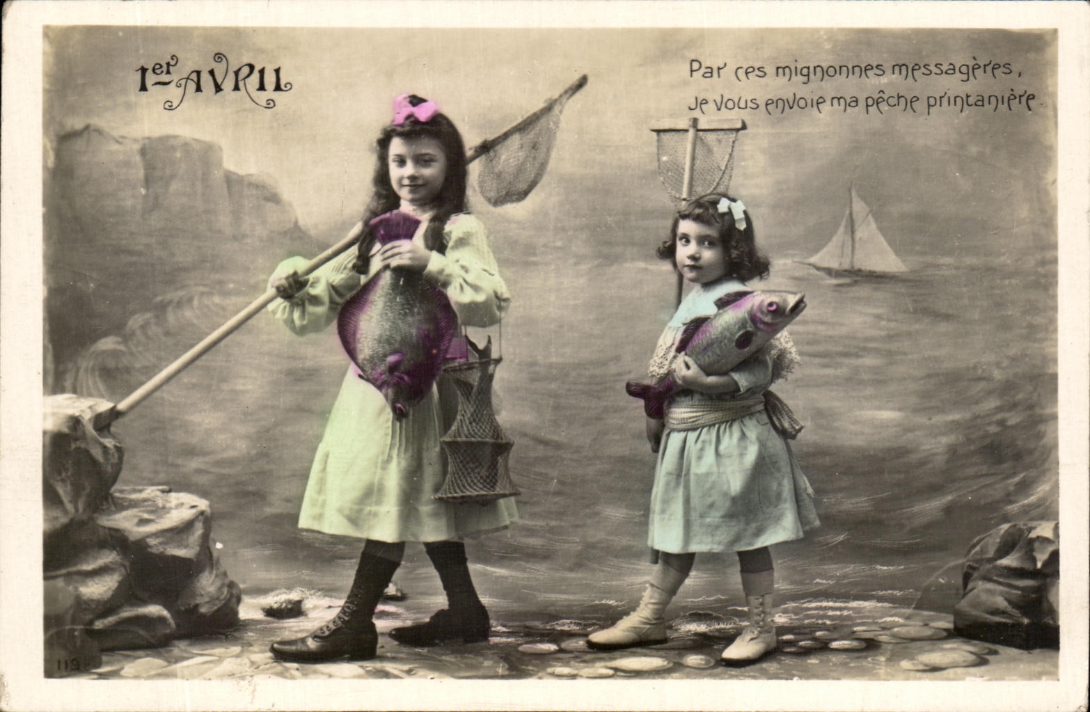 CPA Fantaisie Enfants 1er avril poissons 