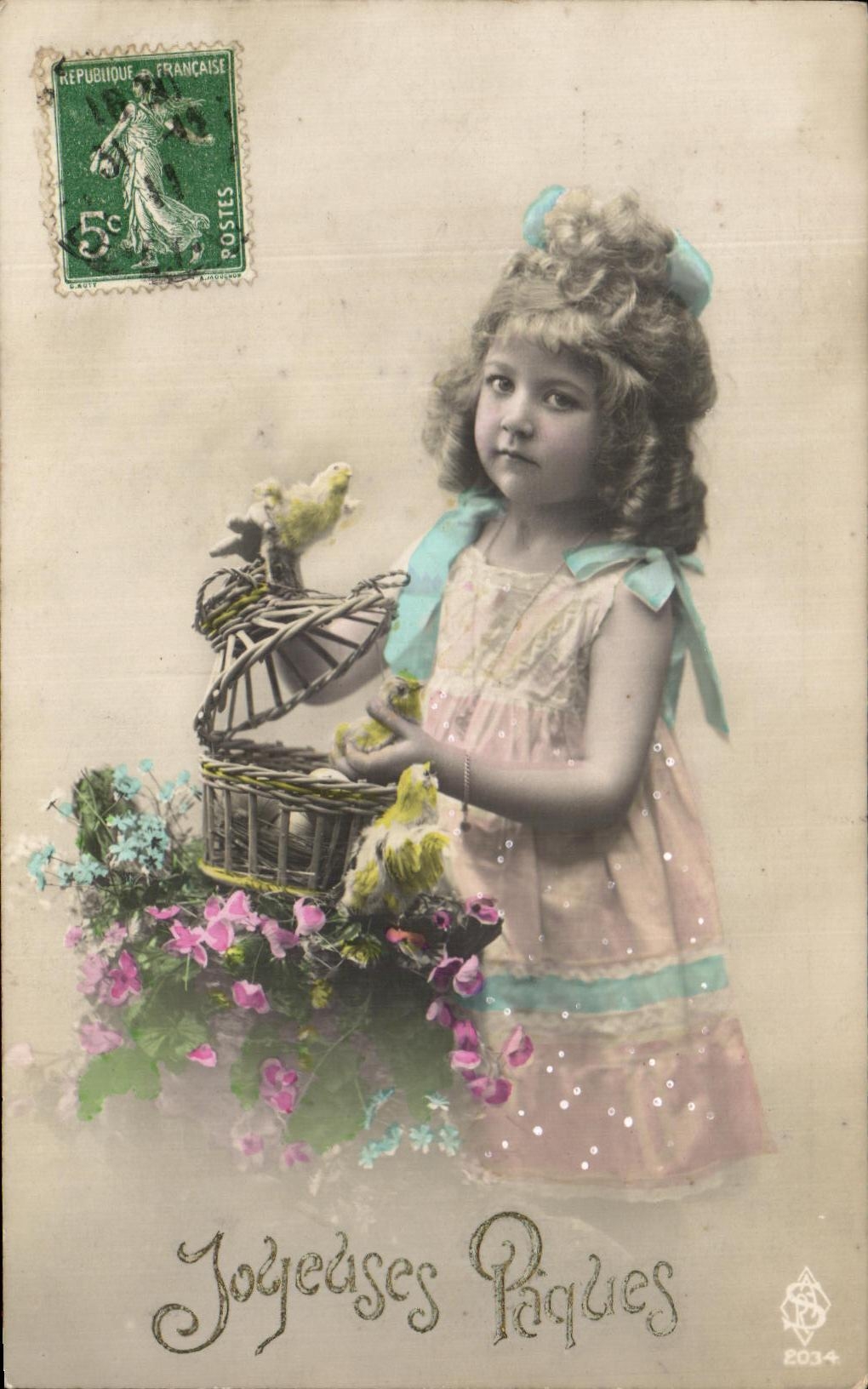 CPA Fantaisie Enfant Poussin Paques 