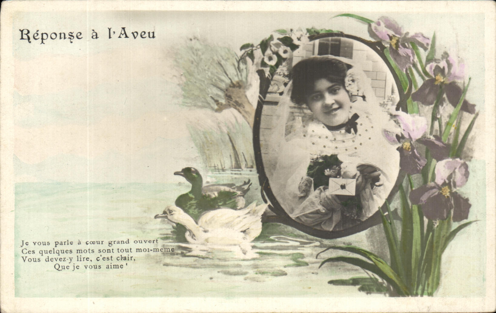 CPA Fantaisie Femme Reponse a l'aveu Canards