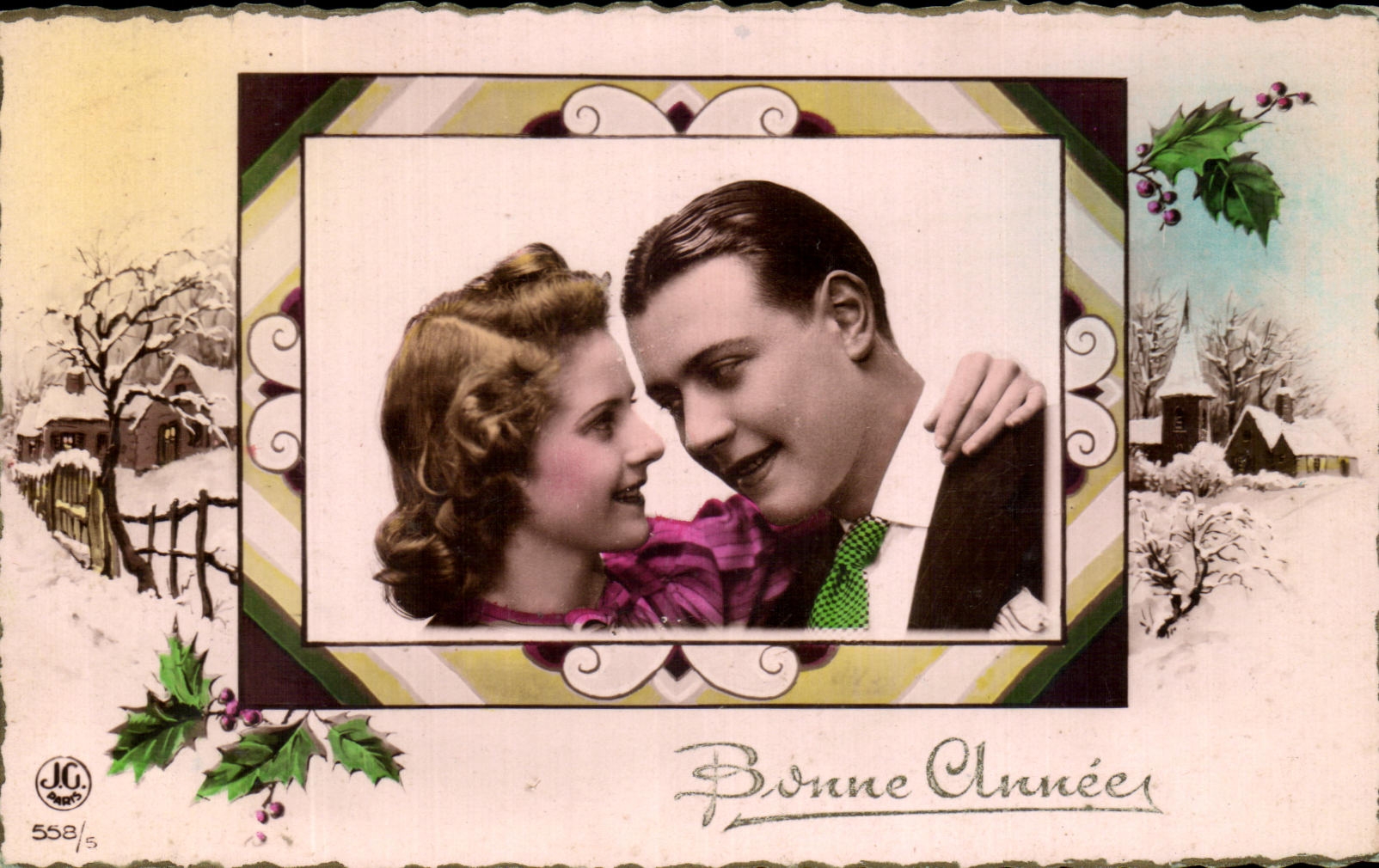 Couple amoureux — scène de Noël — JG, n° 558/5