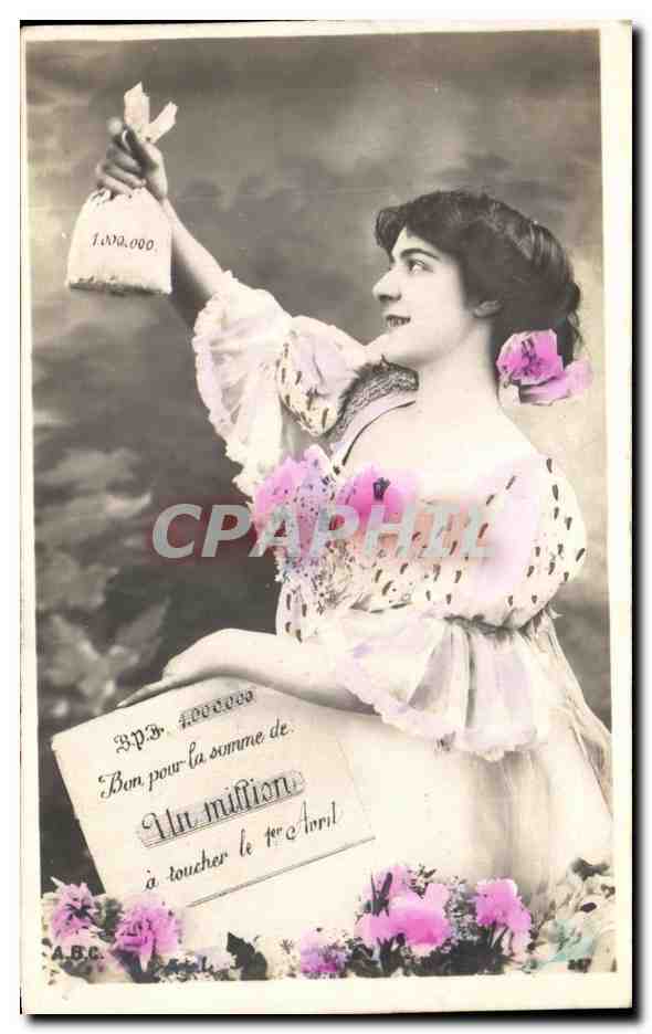 CPA Fantaisie Femme Un million a toucher le 1er avril